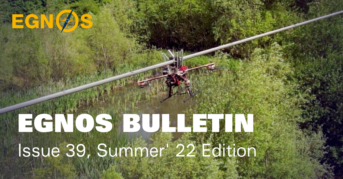 EGNOS Summer 22’ Bulletin release, picture of drone flying over marshland