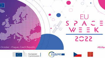 EU Space Week 2022 logo. Prague, Czech Republic. October 3 to 6.