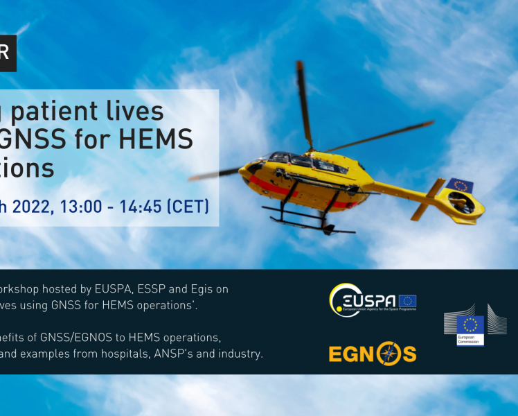 EGIS Webinar GNSS and HEMS. Helicopter and participant logos