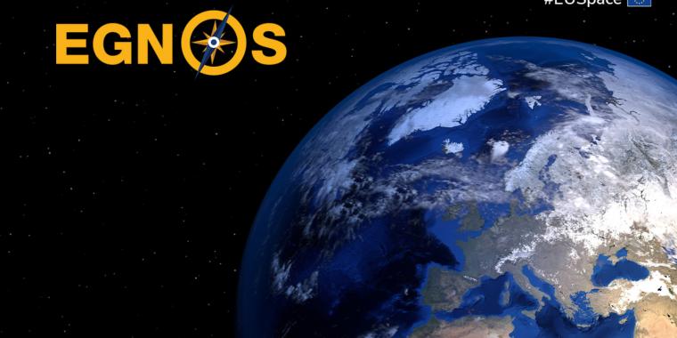 EGNOS Logo and earth in space